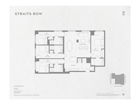 A floor plan of a residence with labeled rooms.